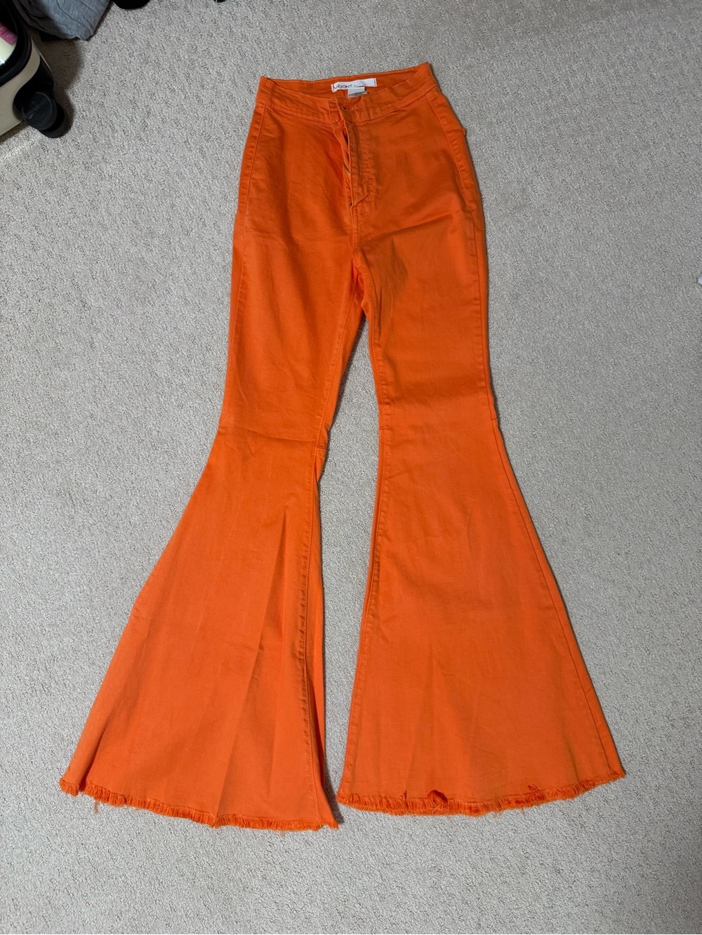 Vibrant Bright Orange Wide-Leg Flare Jeans